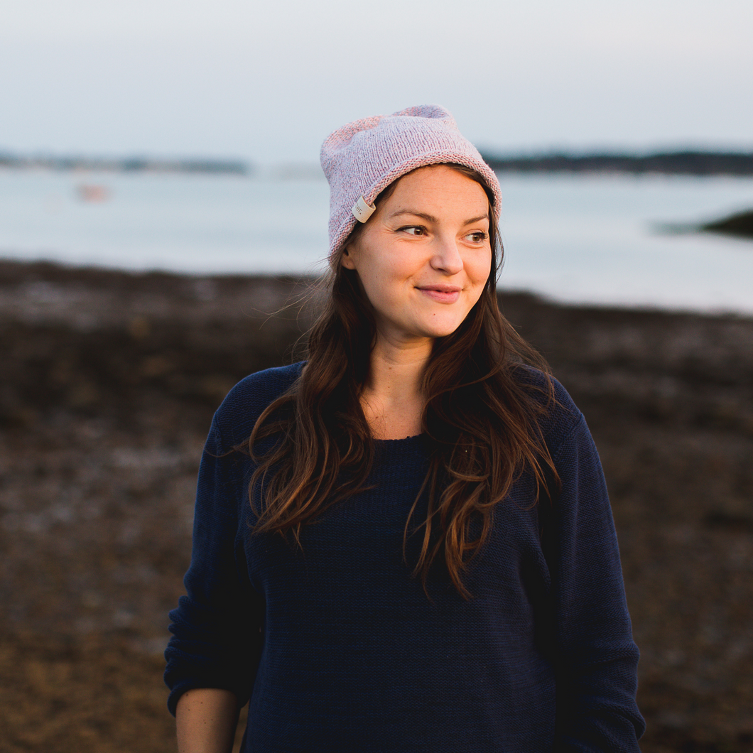besser. stripe beanie rose & ozone