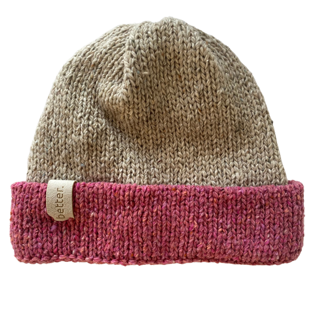 Contrast cuff beanie rosa